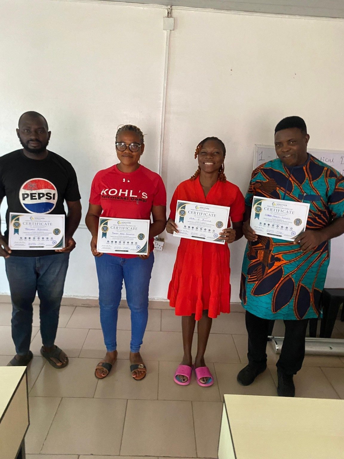 Batch A students with their training completion certificates