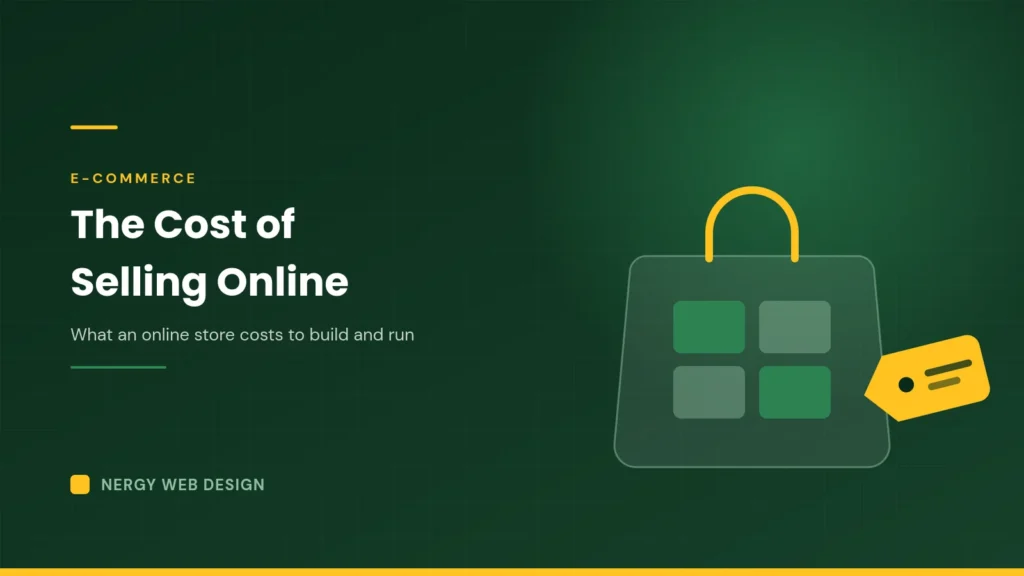 E-commerce website cost in Nigeria shopping bag and price tag illustration